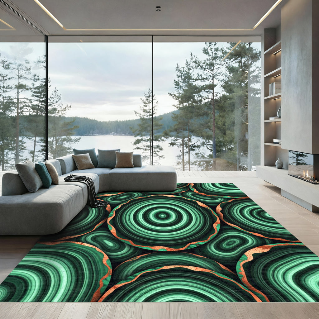 Emerald Green Agate Circles Rug