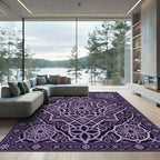 Intricate Violet Mandala Geometric Ornament Rug