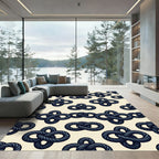Navy Rope Nautical Knot Pattern Rug