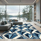 Geometric Navy Kite Diamond Rug