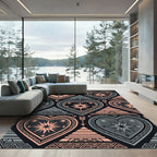 Celestial Geometric Heart Arrow Tapestry Rug