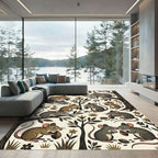 Whimsical Woodland Mice Sepia Forest Rug