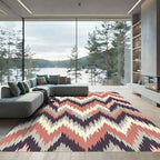Muted Earth Tone Jagged Chevron Rug