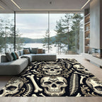 Gothic Ornate Skull Bone Baroque Tapestry Rug