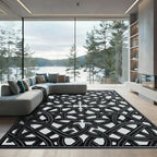 Intricate Black Interlocking Knot Rug