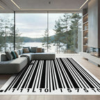 Minimalist Vertical Black White Abstract Stripe Rug