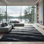 Monochrome Ethereal Coastal Ocean Wave Rug