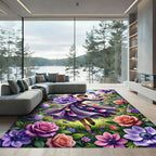 Whimsical Purple Floral Dancer Garden Rug