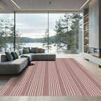 Soft Rose White Vertical Stripes Rug