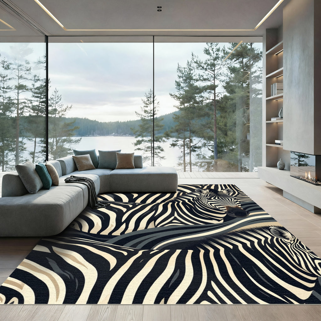 Bold Zebra Stripe Monochrome Contrast Rug