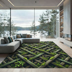 Forest Moss Lattice Trellis Rug