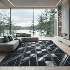 Monochromatic Grid Metal Window Reflection Rug