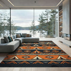 Earthy Geometric Teepee Striped Throw Rug