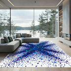 Deep Blue Scatter Organic Forms Rug