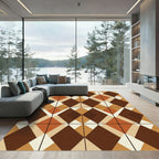 Mid Century Earth Tone Geometric Diamond Rug
