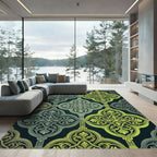 Gilded Gray Baroque Quatrefoil Overlay Rug