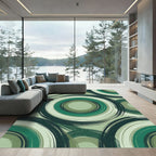 Verdant Grassy Grunge Circles Rug
