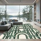 Modern Sage Green Arch Geometric Rug