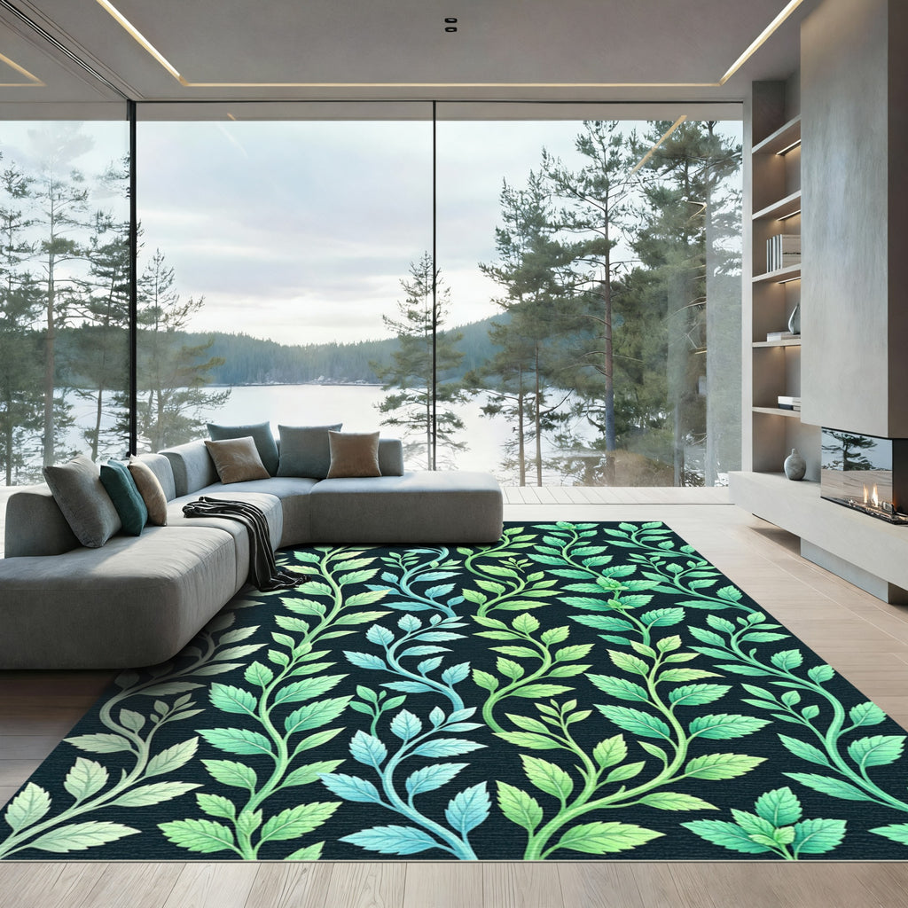 Verdant Leafy Vine Gradient Rug