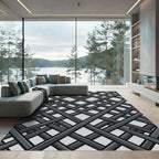 Minimalist Charcoal Gray Geometric Lattice Rug