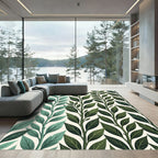 Teal Jade Branch Leaf Pattern Rug