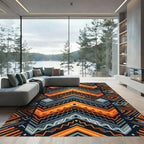 Bold Amber Charcoal Geometric Chevron Rug