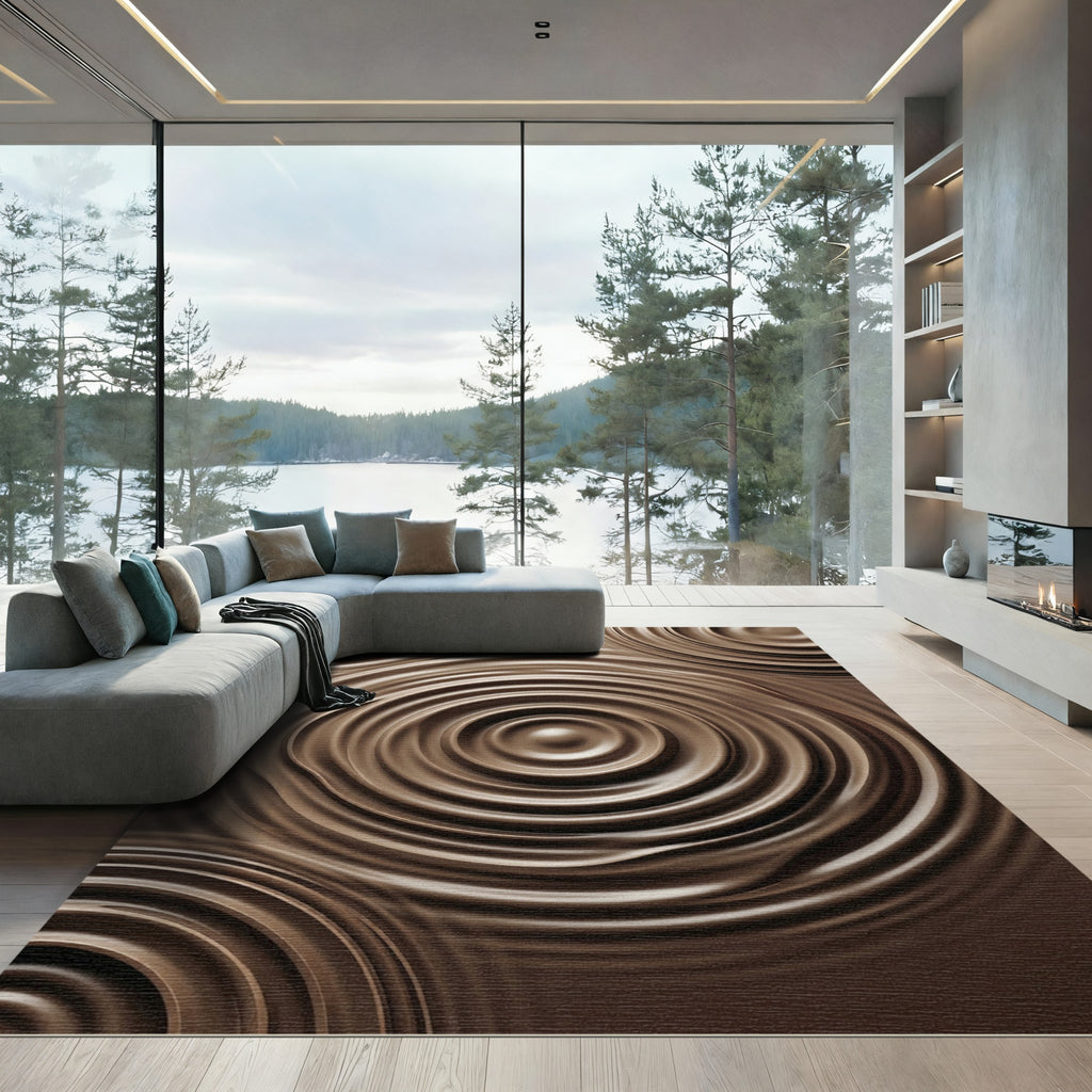 Chocolate Ripples Concentric Circles Rug