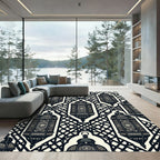 Monochrome Lantern Lattice Geometric Art Rug