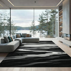 Monochromatic Winding River Landscape Contrast Rug