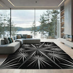 Monochromatic Starburst Geometric Composition Rug