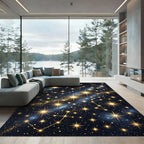 Celestial Golden Starry Night Sky Rug
