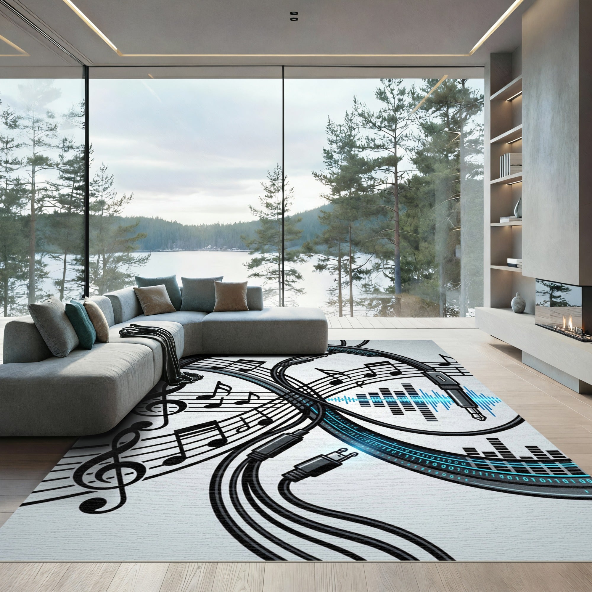 Digital Audio Music Note Wave Art Rug