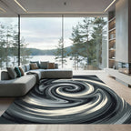 Monochromatic Abstract Swirl Rug