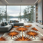 Burnt Orange Starburst Geometric Arrangement Rug