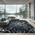 Monochrome Atomic Orbit Pattern Rug