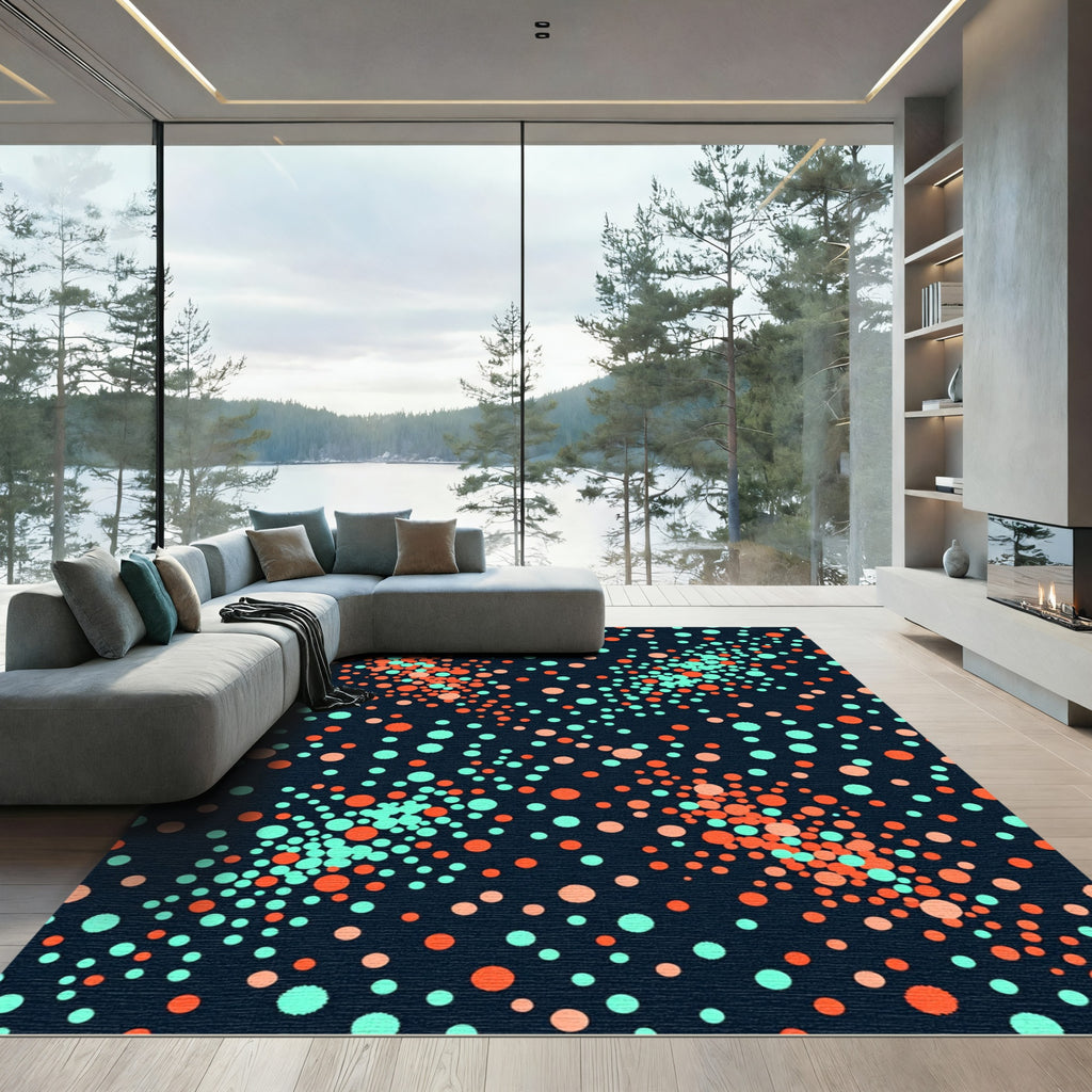 Coral Teal Dot Cascade Rug