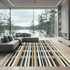 Eclectic Neutral Color Block Stripes Rug
