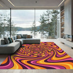 Vibrant Retro Psychedelic Swirling Waves Rug