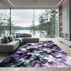 Ethereal Violet Nebula Swirl Abstract Rug