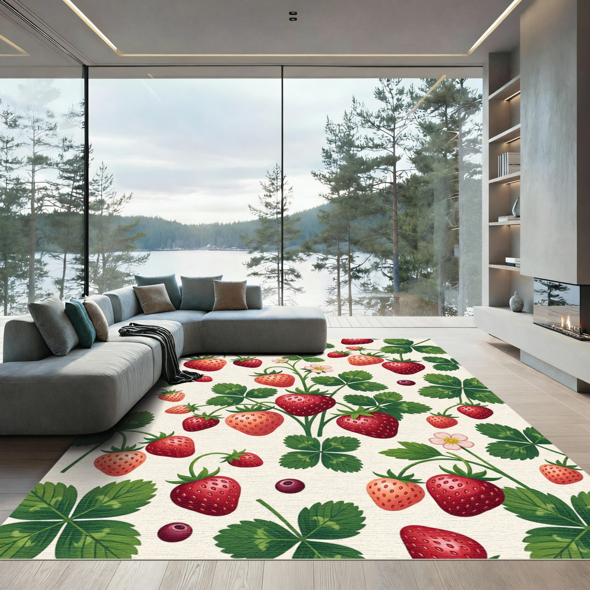 Classic Red Strawberry Garden Botanical Rug