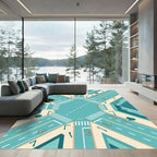 Modern Teal Urban Cycling Intersection Art Rug