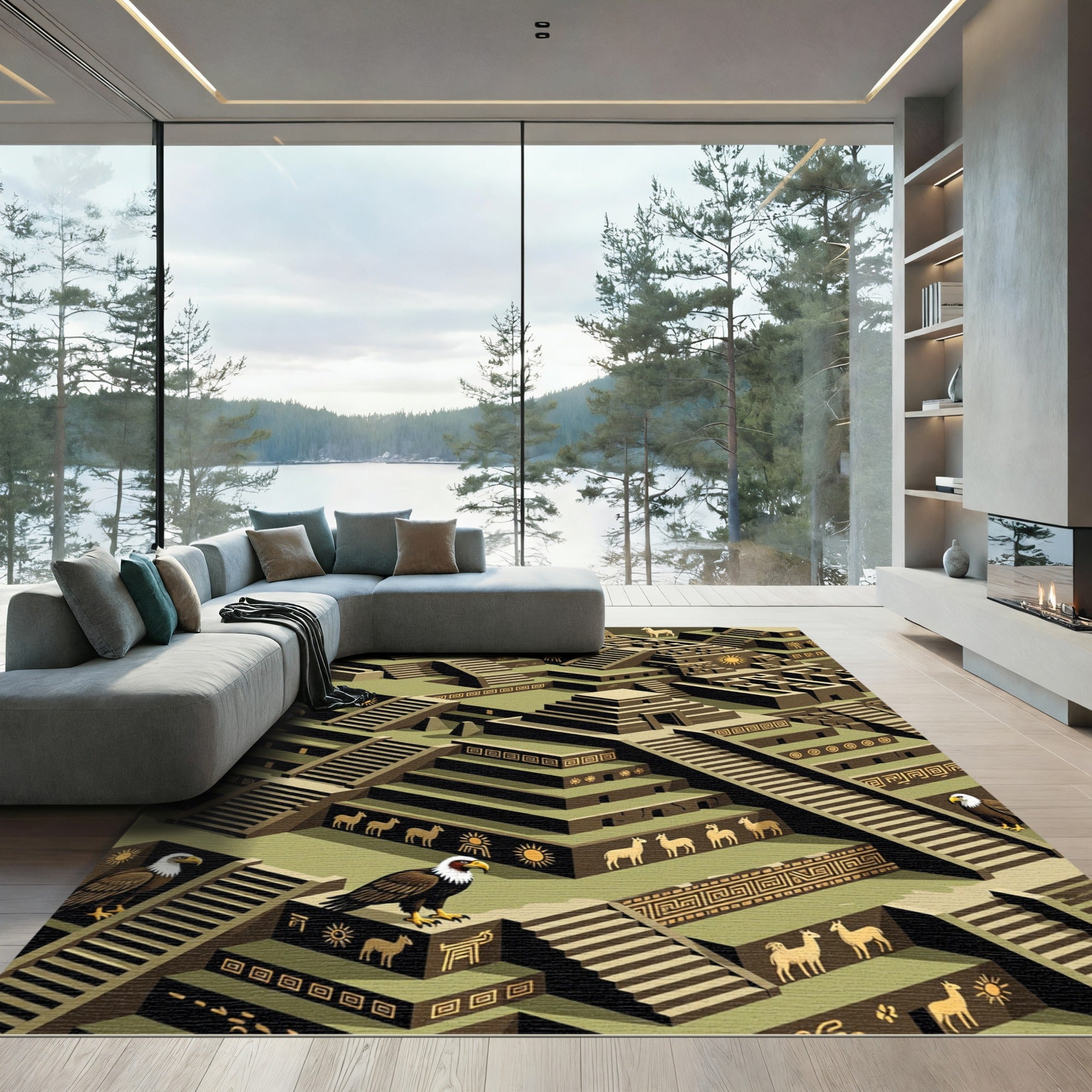 Ancient City Isometric Geometric Reptile Rug