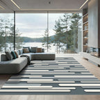 Modern Gray and Ivory Horizontal Stripe Rug