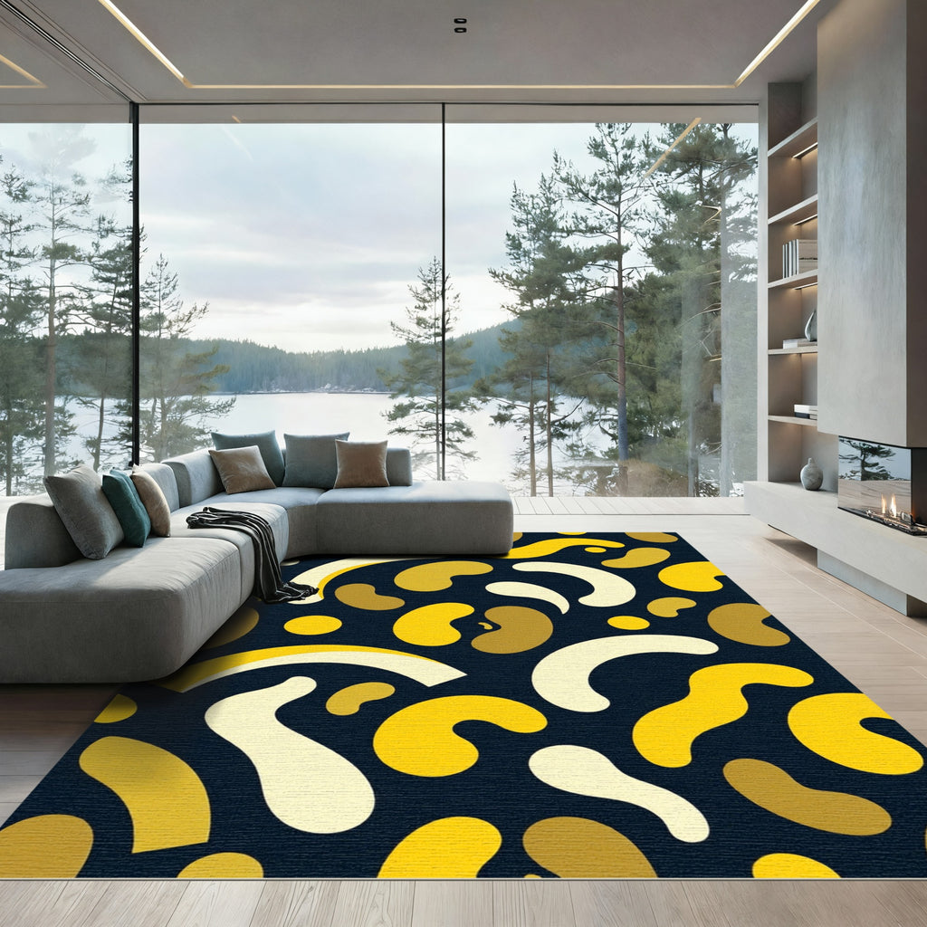 Modern Yellow Bean Abstract Shape Rug