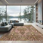 Golden Starburst Art Deco Blush Rug