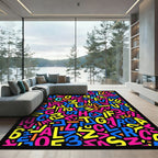 Vibrant Multicolored Alphabet Collage Rug
