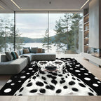 Black White Polka Dot Dalmatian Portrait Rug