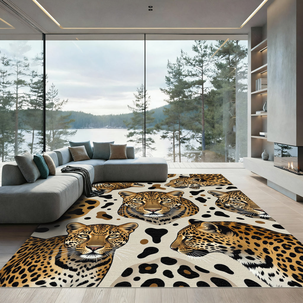 Safari Leopard Spot Animal Face Rug