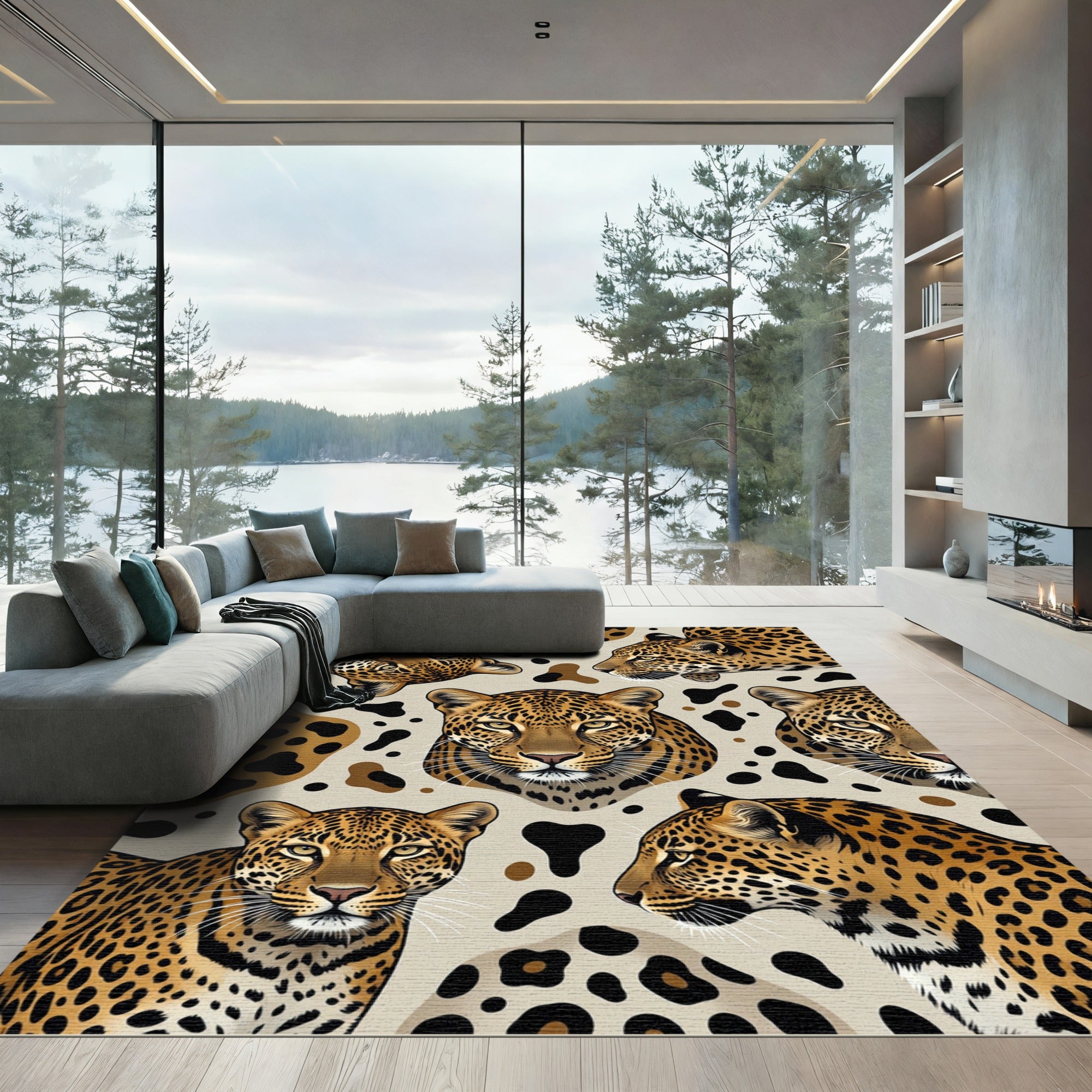 Safari Leopard Spot Animal Face Rug
