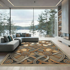 Intricate Golden Blue Interwoven Knot Rug